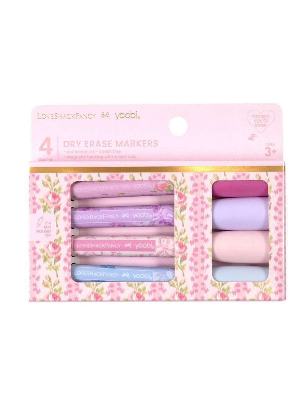 LoveShackFancy × Target Yoobi Blooming Heirloom Assorted 4pk Dry Erase Markers